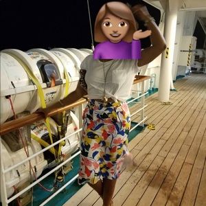 J. Crew pintucked Morning Floral midi skirt.